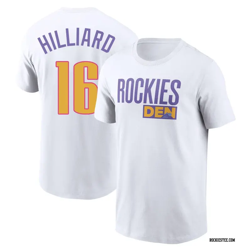 Men's Colorado Rockies ＃16 Sam Hilliard White 2025 City Connect Wordmark Name & Number T-Shirt