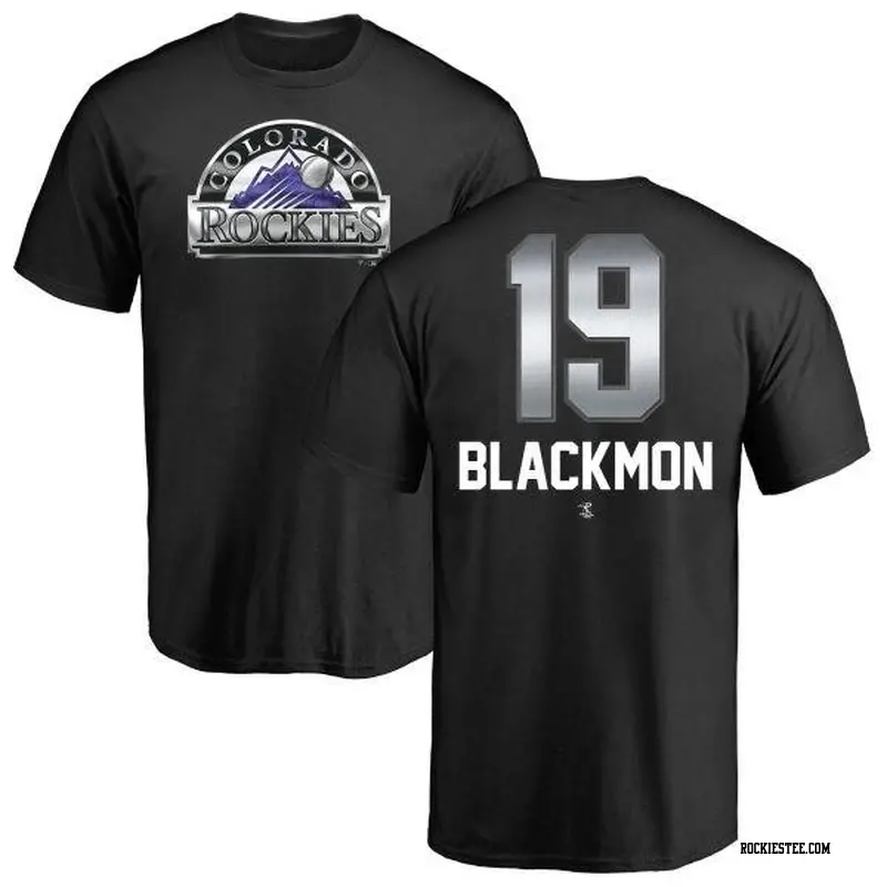 Men's Colorado Rockies ＃19 Charlie Blackmon Black Branded Charlie mon Midnight Mascot T-Shirt