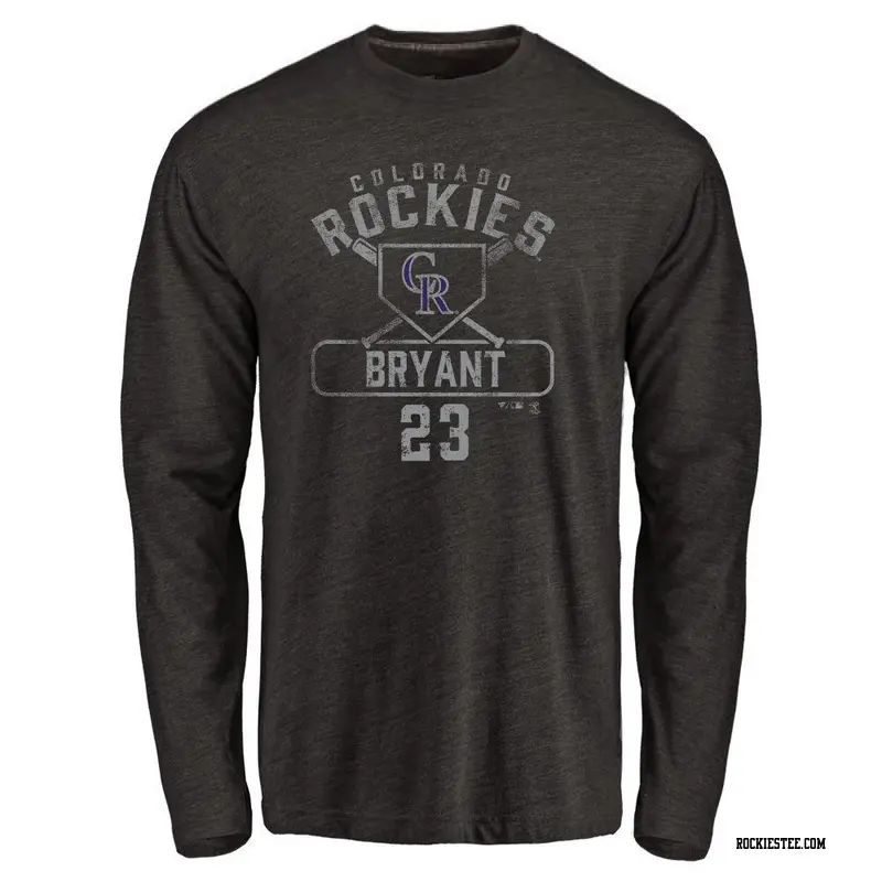 Men's Colorado Rockies ＃23 Kris Bryant Black Branded Base Runner Long Sleeve T-Shirt