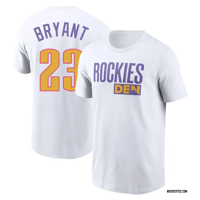 Men's Colorado Rockies ＃23 Kris Bryant White 2025 City Connect Wordmark Name & Number T-Shirt