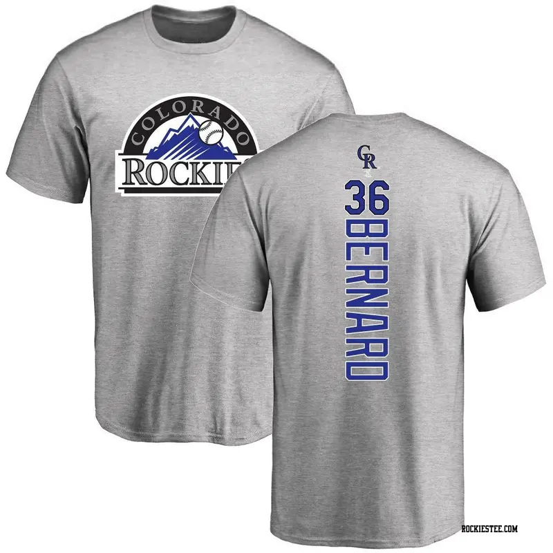Men's Colorado Rockies ＃36 Wynton Bernard Ash Backer T-Shirt