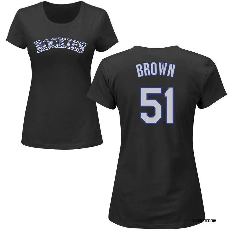 Women's Colorado Rockies ＃51 McCade Brown Black Roster Name & Number T-Shirt