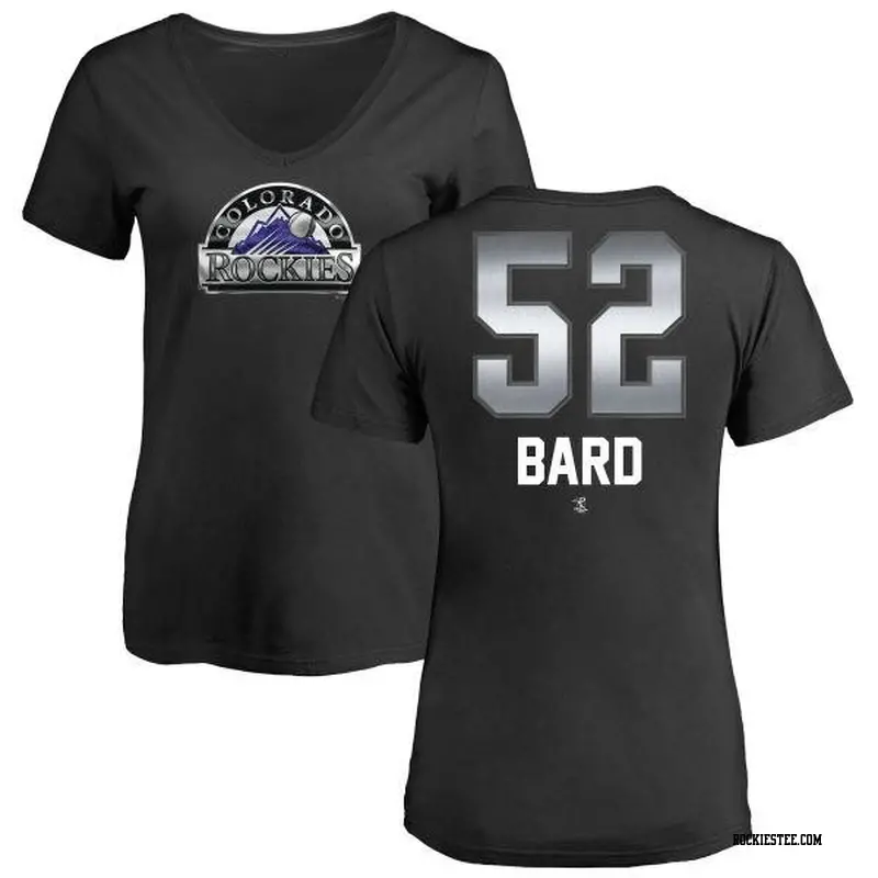 Women's Colorado Rockies ＃52 Daniel Bard Black Branded Midnight Mascot V-Neck T-Shirt