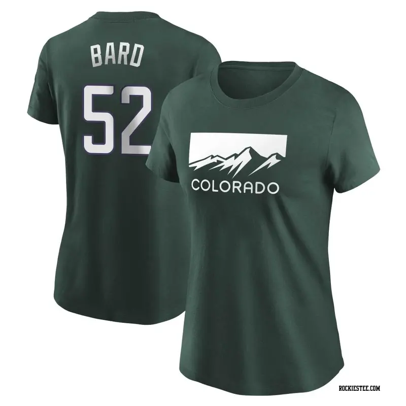 Women's Colorado Rockies ＃52 Daniel Bard Green 2022 City Connect Name & Number T-Shirt