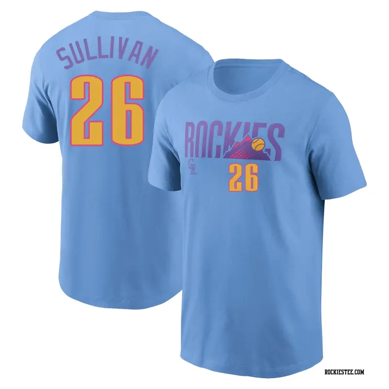 Youth Colorado Rockies ＃26 Brett Sullivan Light Blue 2025 City Connect Fuse Name & Number T-Shirt