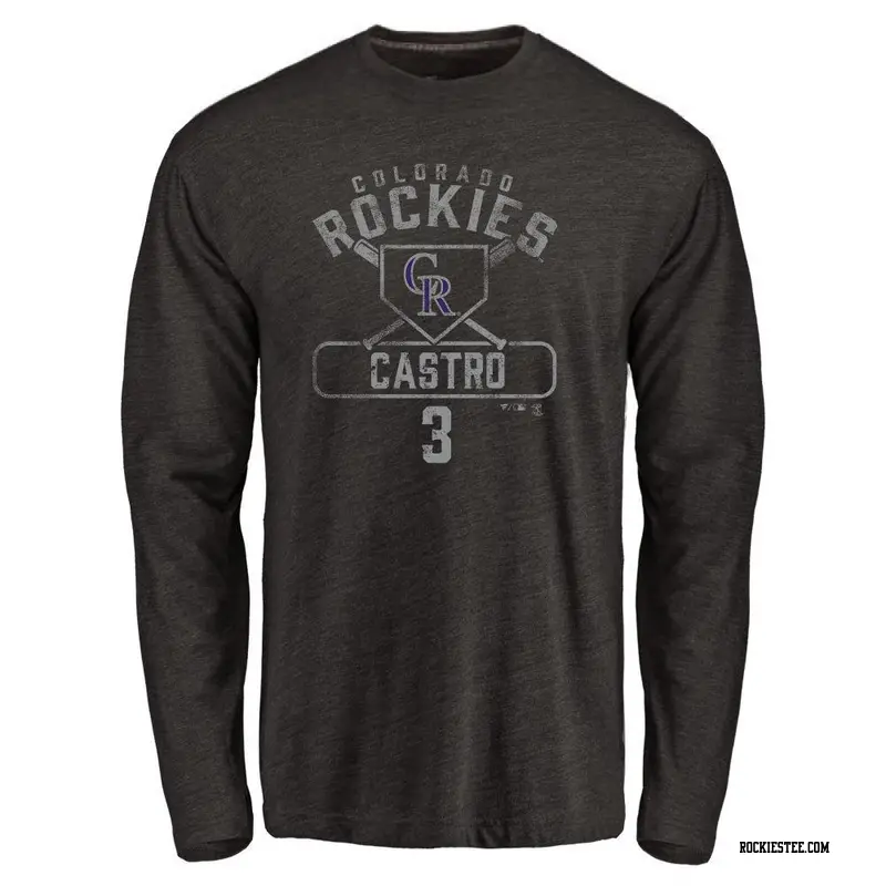 Youth Colorado Rockies ＃3 Willi Castro Black Base Runner Long Sleeve T-Shirt