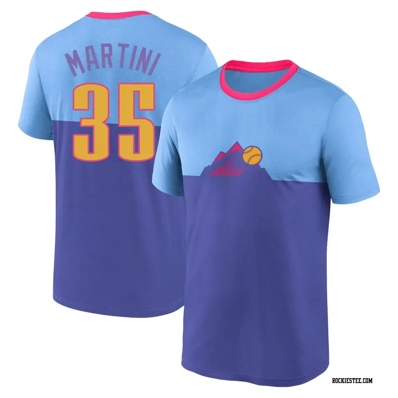 Youth Colorado Rockies ＃35 Nick Martini Blue/Purple Light 2025 City Connect Collection Velocity Performance Game Day T-Shirt