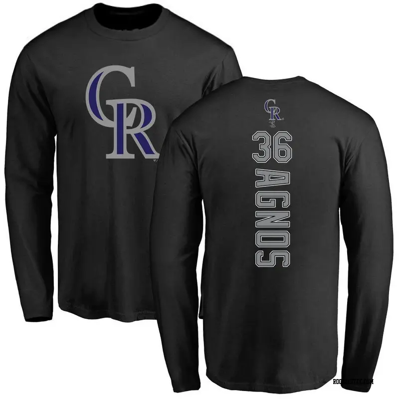 Youth Colorado Rockies ＃36 Zach Agnos Black Backer Long Sleeve T-Shirt