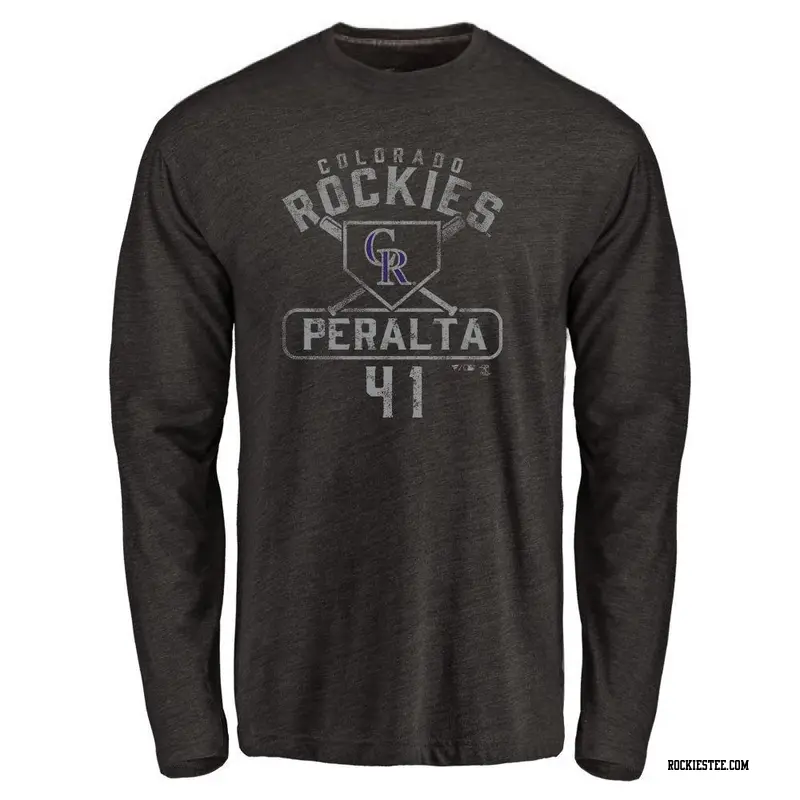 Youth Colorado Rockies ＃41 Luis Peralta Black Base Runner Long Sleeve T-Shirt