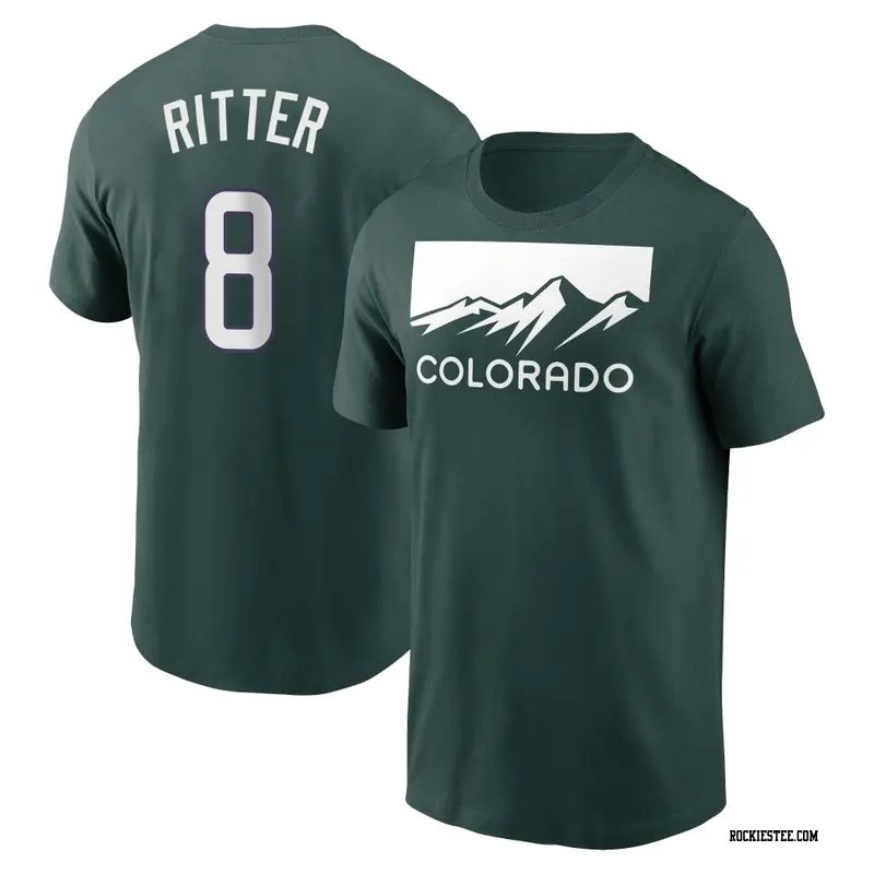 Youth Colorado Rockies ＃8 Ryan Ritter Green 2022 City Connect Name & Number T-Shirt